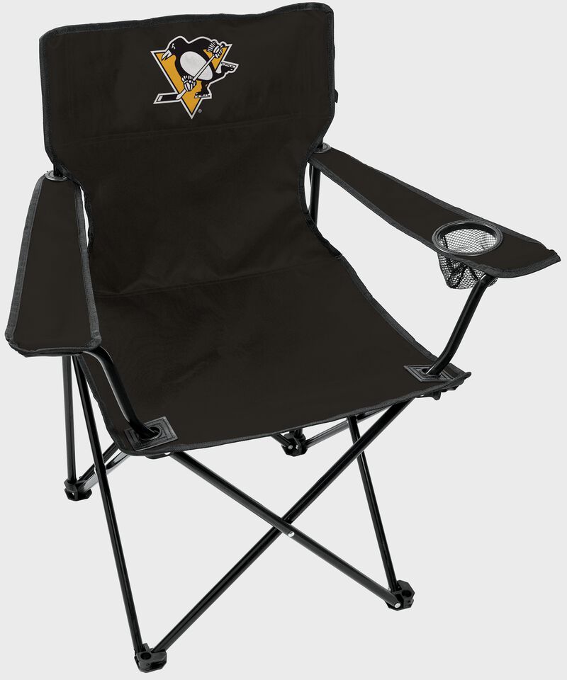 Front of Rawlings Black NHL Pittsburgh Penguins Gameday Elite Chair With Team Logo SKU #00694103111