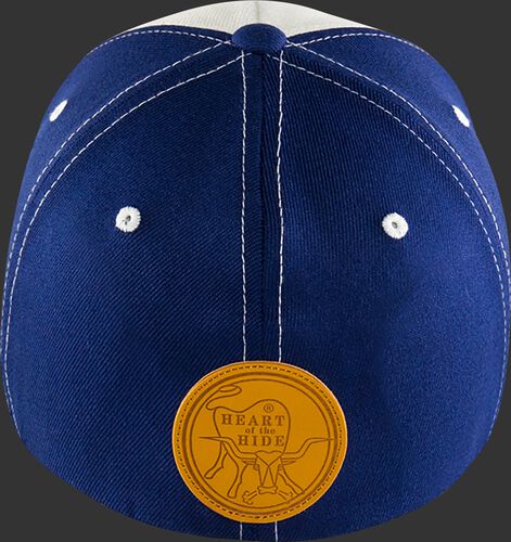 Back of Rawlings White, Yellow, and Blue Black Clover Heart of the Hide Fitted Hat SKU #BC0HOH0071