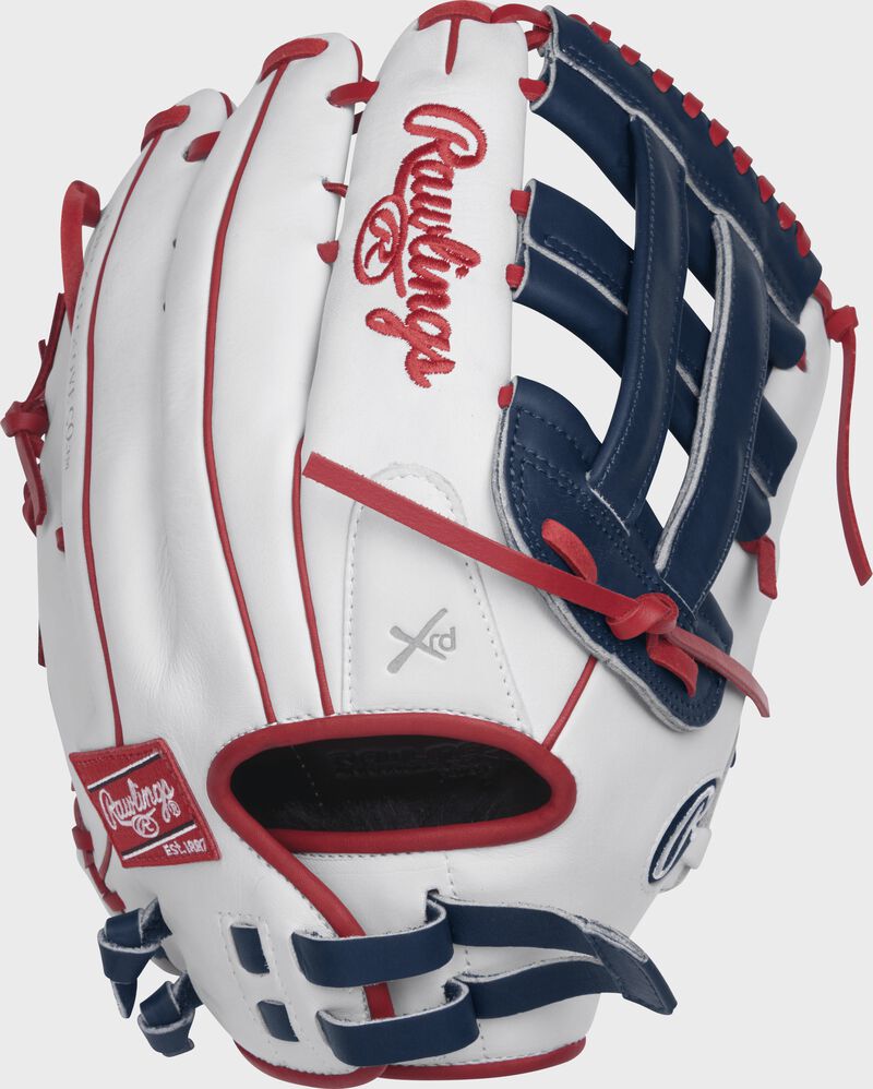 RLA130-6WNS 13-inch Liberty Advanced fastpitch outfield glove with a white back and Pull-Strap back design loading=