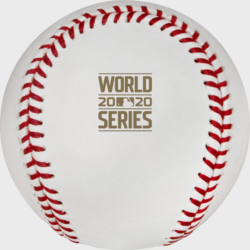 The 2020 World Series logo stamped in gold on the World Series champions baseball - SKU: EA-WSBB20CHMP-R