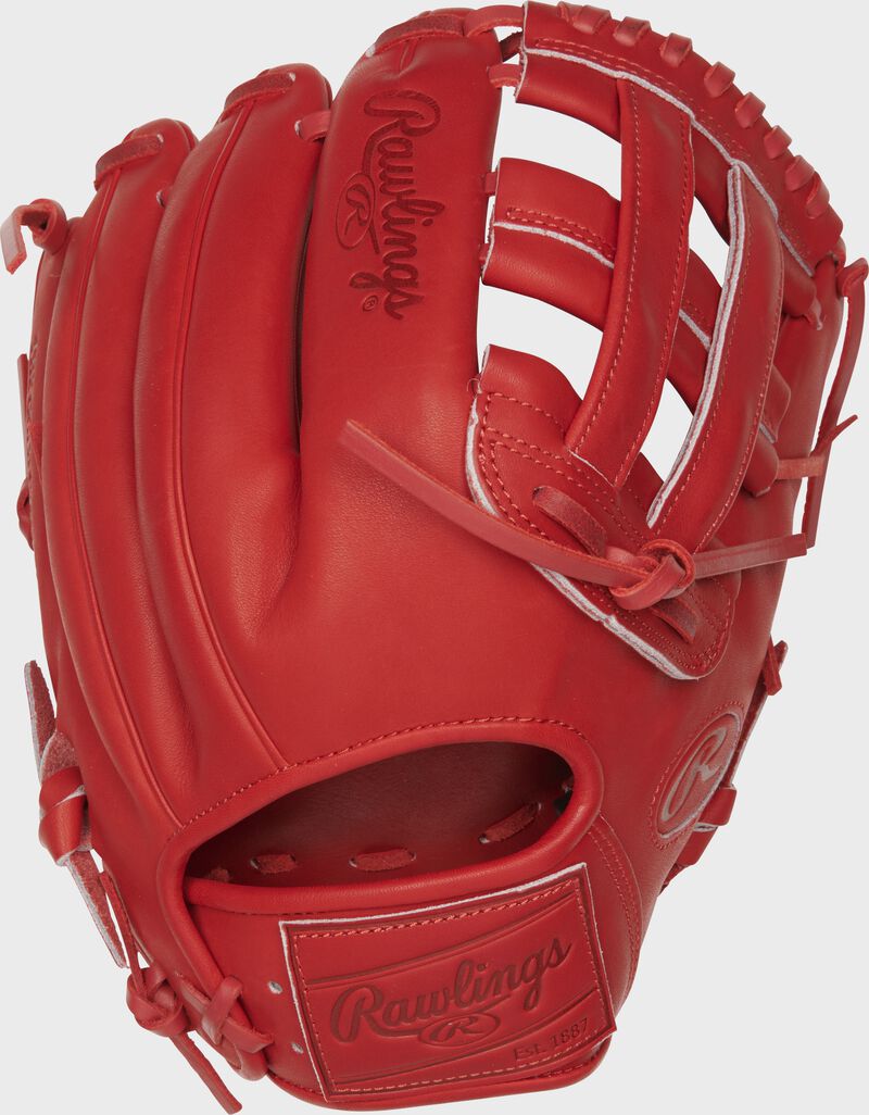 PROKB17-6S 12.25-Inch Heart of the Hide Pro Label glove with a scarlet back and leather patch