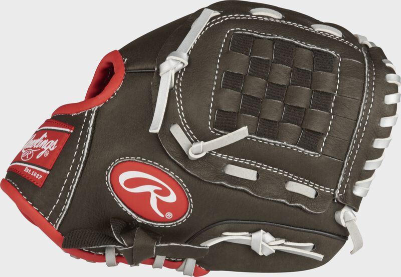 Thumb view of a dark shadow Mark of a Pro Light 9.5-inch youth infield glove with a dark shadow Basket web