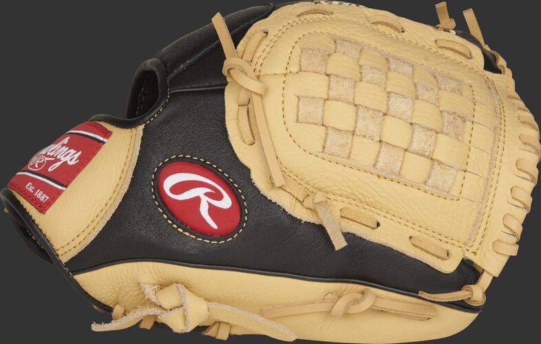 P110CBB 11-Inch Prodigy infield glove with a black/camel thumb and camel Basket web