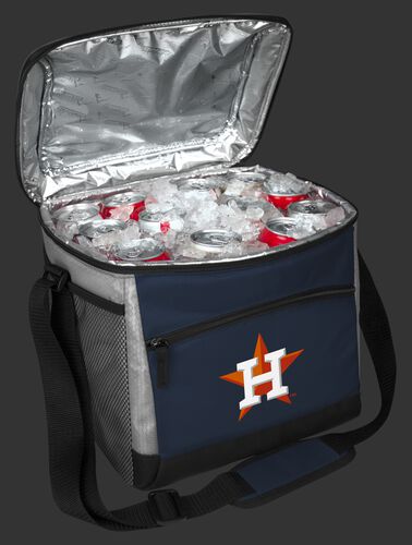 An open Houston Astros 24 can cooler filled with ice and drinks - SKU: 10200002111