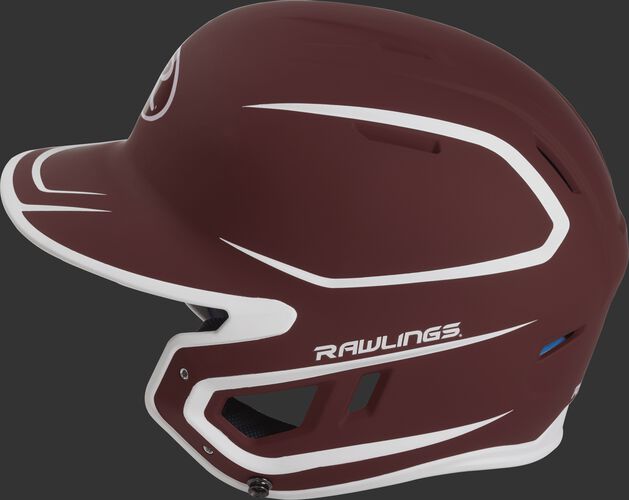 MACH senior Rawlings batting helmet with a two-tone matte cardinal/white shell