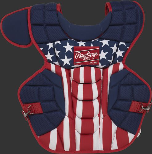 CPV2N-NSW stars & stripes theme Rawlings Velo 2.0 chest protector with Arc Reactor Core