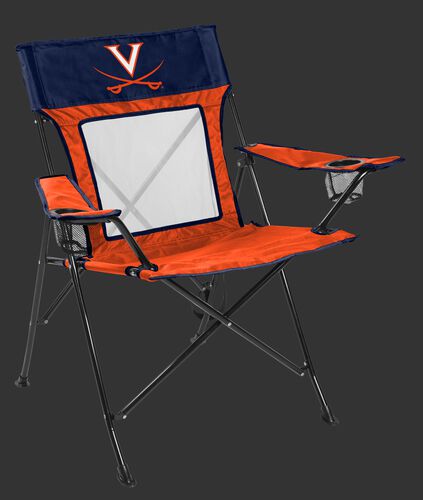 Front of Rawlings Navy and Orange NCAA Virginia Cavaliers Game Changer Chair With Team Logo SKU #00643107111
