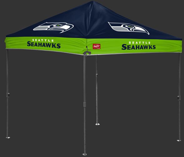 A navy/green NFL Seattle Seahawks 10x10 canopy with team logos on each side - SKU: 02231085111