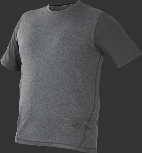 Front of Rawlings Gray Adult Hurler Performance Short Sleeve Shirt - SKU #HSS