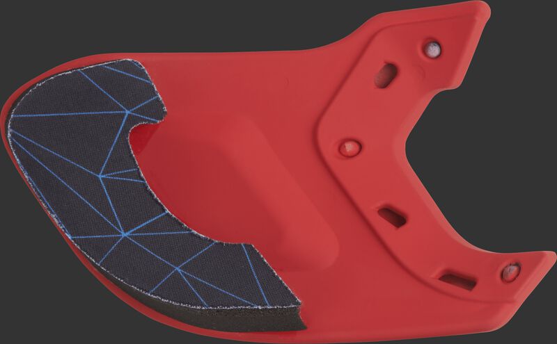 Padding on the inside of a scarlet MEXTR Mach batting helmet extension