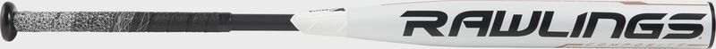 FP9Q10 Rawlings Quatro fastpitch bat with a white barrel and black Rawlings logo
