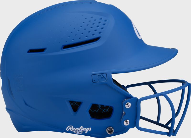 Right side of a royal Rawlings RX2 fastpitch batting helmet loading=