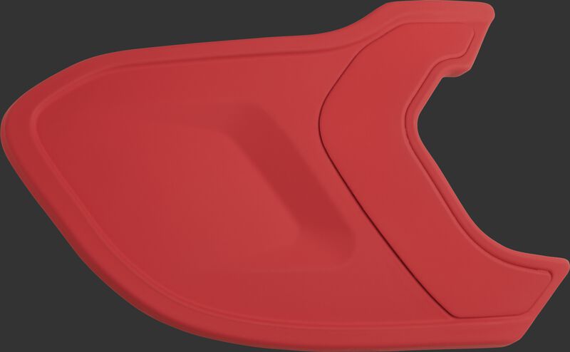 A matte scarlet MEXTR Mach EXT batting helmet extension for right-handed batters
