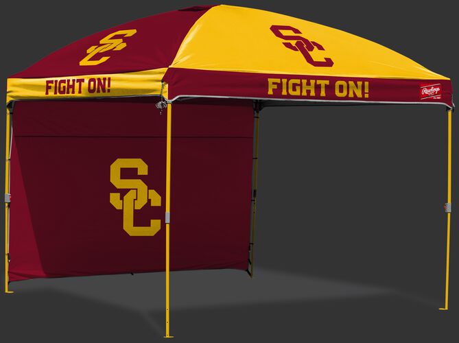 A team color USC Trojans 10x10 deluxe dome canopy with a matching team color back wall - SKU: 09463100519