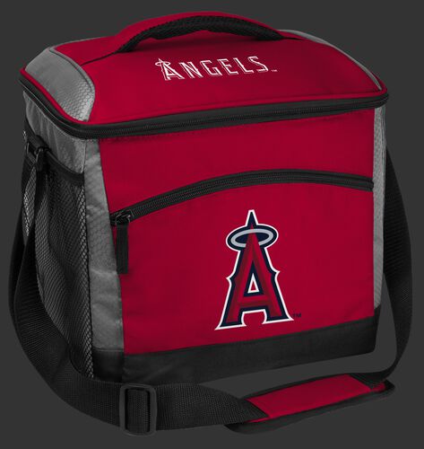 A red Los Angeles Angels 24 can soft sided cooler with screen printed team logos - SKU: 10200001111