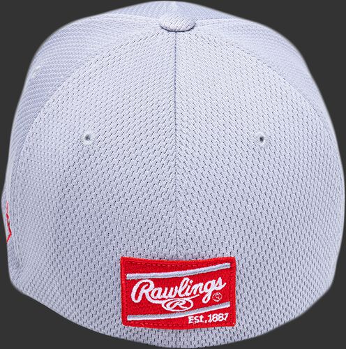 Back of a gray Black Clover 'The Shift' hat with a red Rawlings patch - SKU: BCR1TS0071