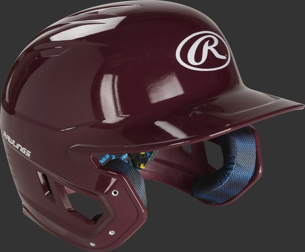 Front right of a MCH01A Mach batting helmet with a maroon shell