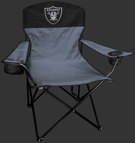 Front of Rawlings Silver and Black NFL Oakland Raiders Lineman Chair With Team Logo SKU #31021072111