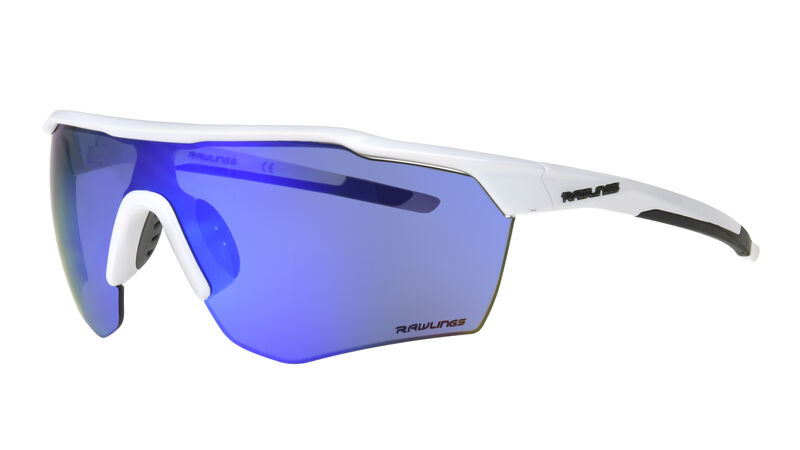 White Rawlings youth half-rim sunglasses with blue mirror lenses - SKU: 10252455