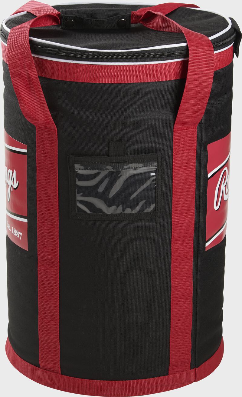 Zoomed-in view of red Rawlings Soft-Sided Ball Bag - SKU: RSSBB-B