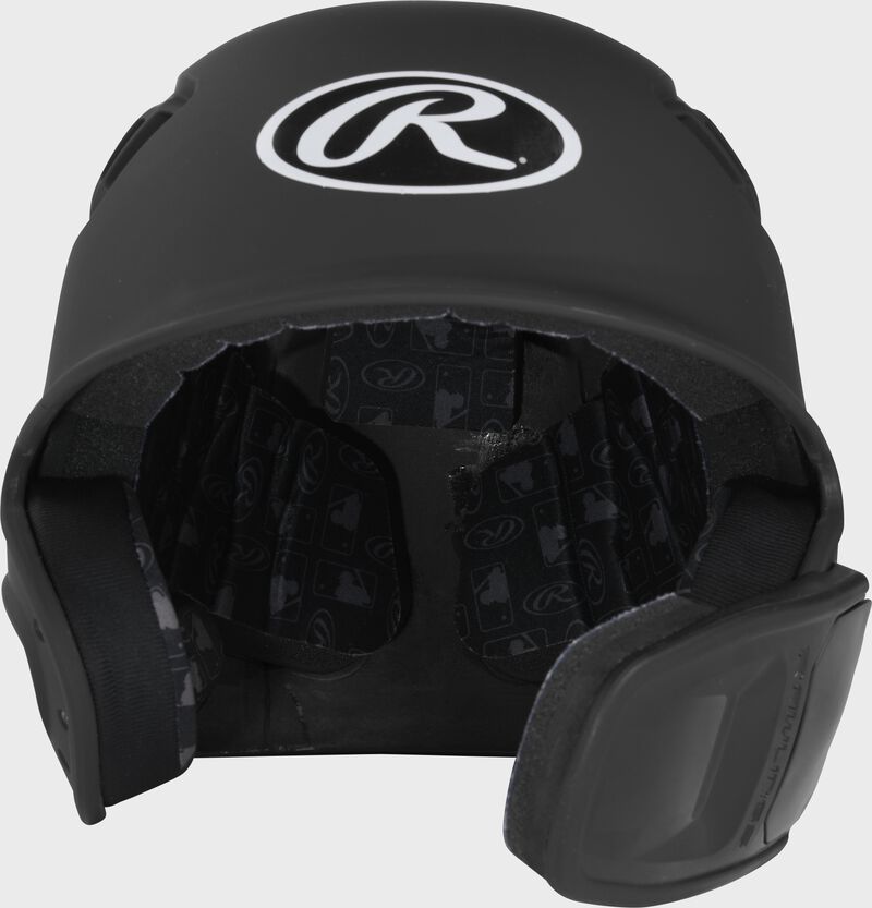 Front view of Black R16 Reverse Matte Batting Helmet | Junior & Senior - SKU: R6R07