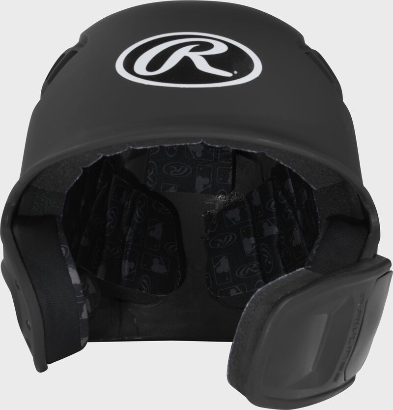 Front view of Black R16 Reverse Matte Batting Helmet | Junior & Senior - SKU: R6R07 loading=