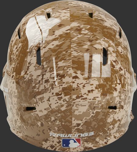 Back of a MACHEXTL-DCMO Rawlings Mach EXT helmet with a digi camo hydro dipped design