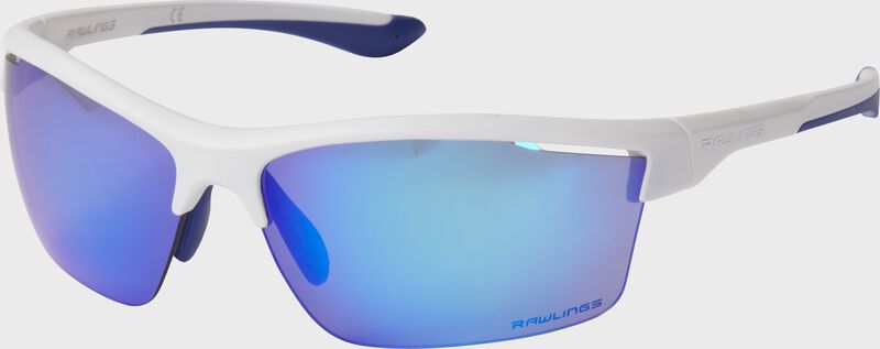 A pair of adult white/blue half-rim blade sunglasses - SKU: 10260967