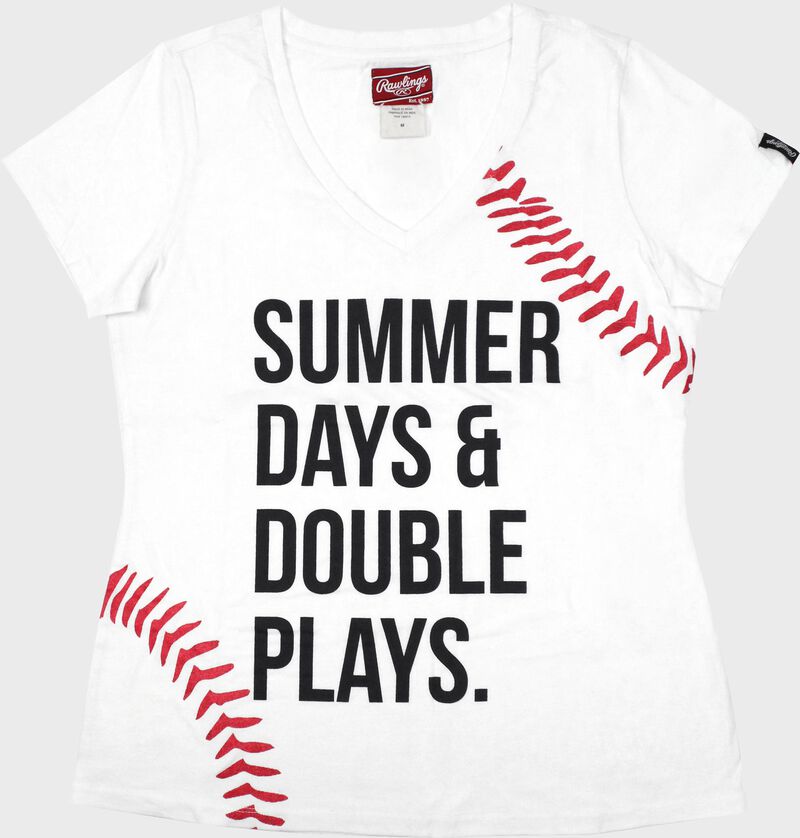 Front of Rawlings Women's Summer Day & Double Plays T-Shirt - SKU #RA30000-100