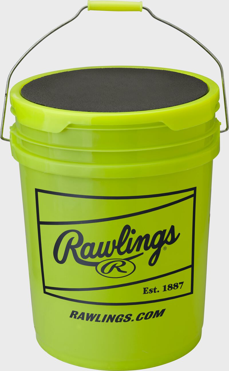 A green Rawlings softball 6 gallon bucket - SKU: RFPBUCK6G6PK