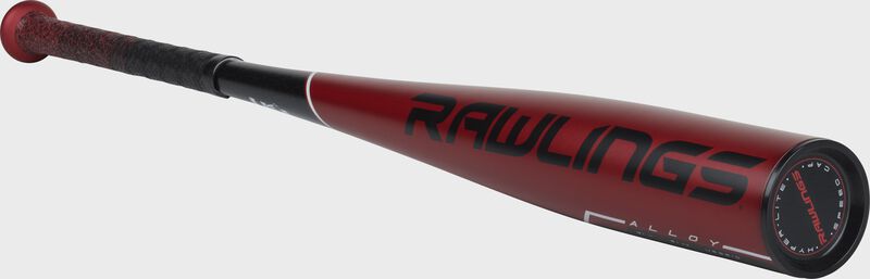 A red US9510 USA -10 Rawlings 5150 bat with black accents and black end cap