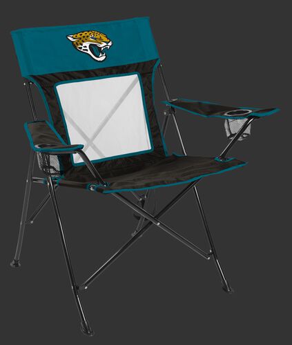 Front of Rawlings Teal and Black NFL Jacksonville Jaguars Game Changer Chair With Team Logo SKU #00651091111