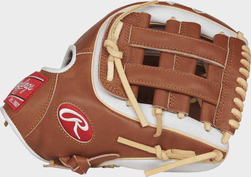 Thumb view of a PRO314-6GBW Heart of the Hide 11.5-inch infield glove with a golden brown H web