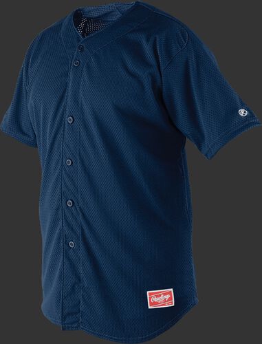 Front of Rawlings Navy Youth Short Sleeve Jersey - SKU #YBJ167