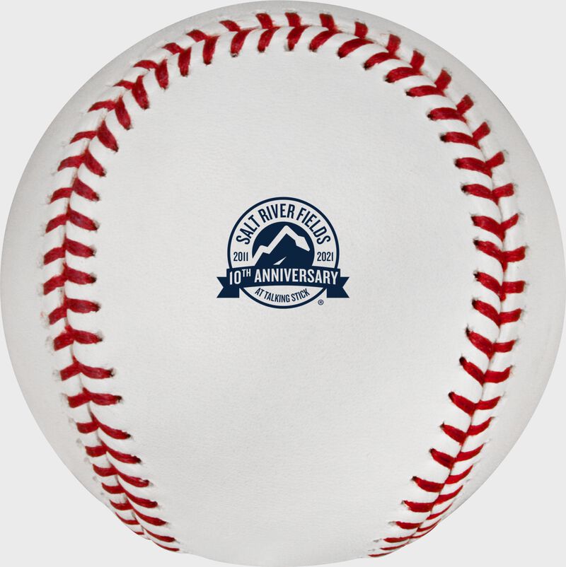 Salt River Fields 10 year anniversary logo stamped on a MLB baseball - SKU: EA-ROMLBSRF10-R