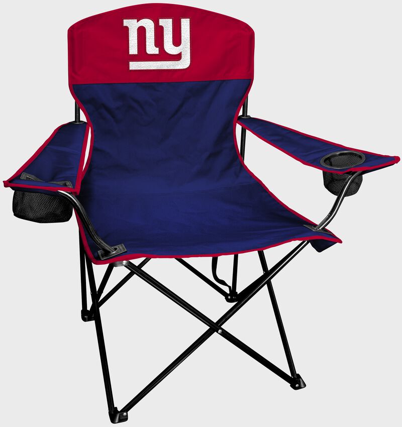 A New York Giants lineman chair with the team logo on the back 