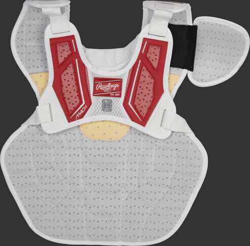 Back harness of a scarlet CMPCNI Intermediate Mach chest protector