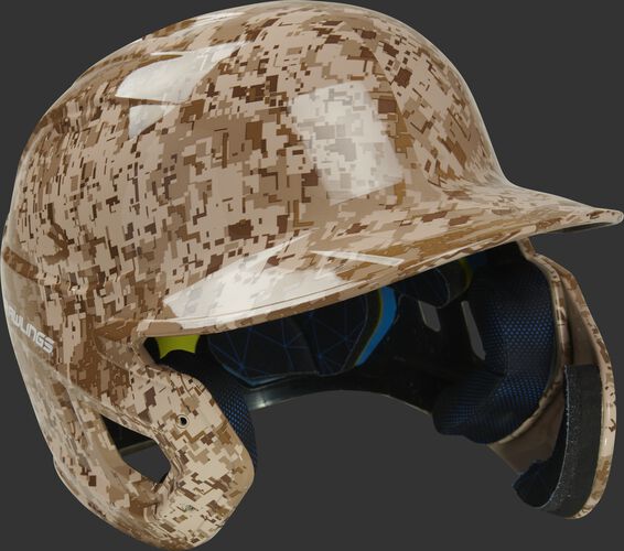 Front right of a MACHEXTR-DCMO digi camo hydro dipped Mach EXT helmet for right hand batters