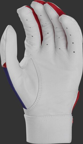 White palm of a red, white and blue Rawlings 5150 batting glove - SKU: BR51BG-USA