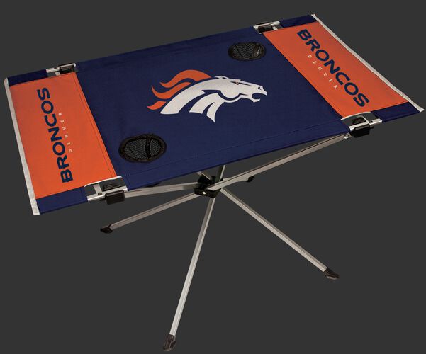Rawlings Navy and Orange NFL Denver Broncos Endzone Table With Two Cup Holders, Team Logo, and Team Name SKU #03391066111