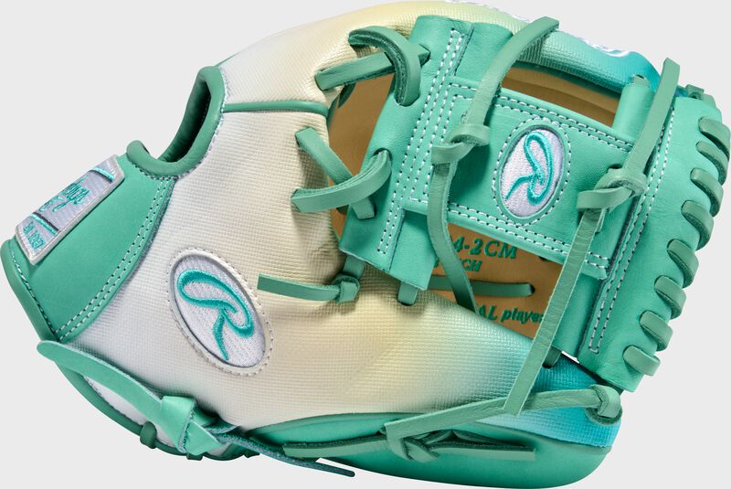 Exclusive Heart of the Hide 11.25-Inch Pink/Columiba Blue infield Glove, Right Hand Throw