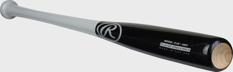 Angled view of a 2021 Player Preferred 318 Ash Wood bat - SKU: 318RAW