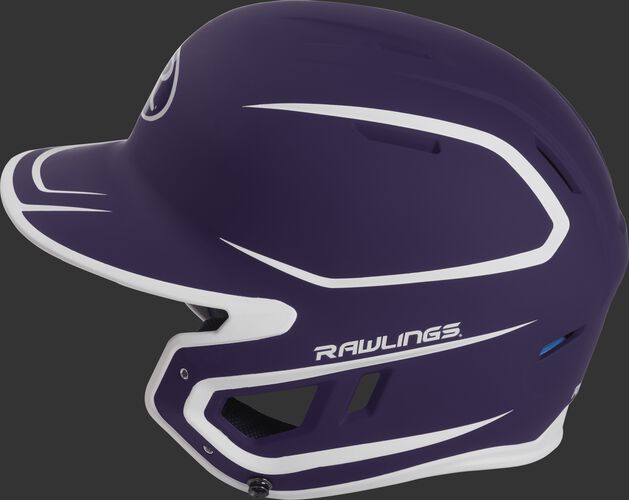 MACH senior Rawlings batting helmet with a two-tone matte purple/white shell