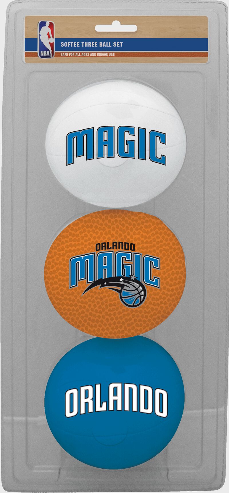 Rawlings White, Brown, and Blue NBA Orlando Magic Three-Point Softee Basketball Set With Team Logo SKU #03524206114