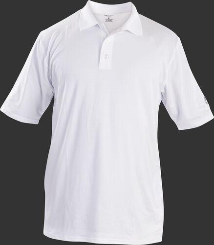 Front of Rawlings Adult White Short Sleeve Polo Shirt - SKU #GGPOLO
