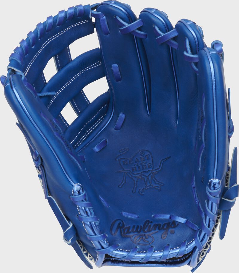 Royal palm of a Rawlings Heart of the Hide ColorSync 8.0 glove with royal laces - SKU: PROKB17R