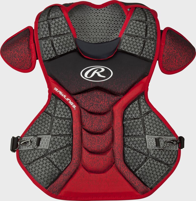 A black/scarlet CPVEL Velo series adult chest protector