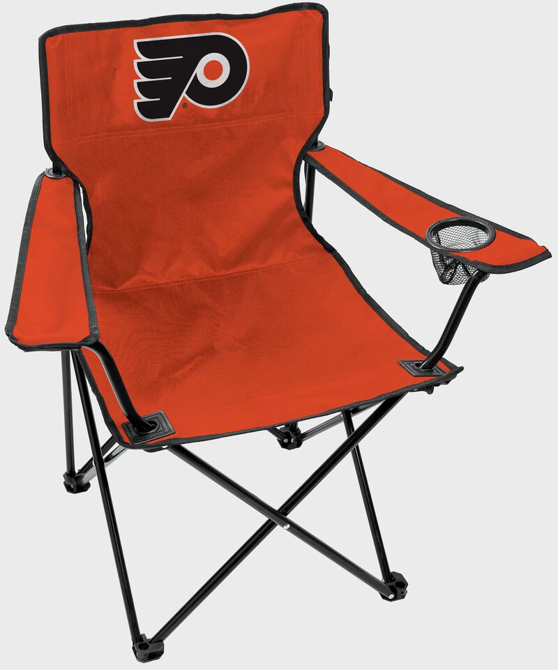 Front of Rawlings Orange and Black NHL Philadelphia Flyers Gameday Elite Quad Chair With Team Logo SKU #00694102111