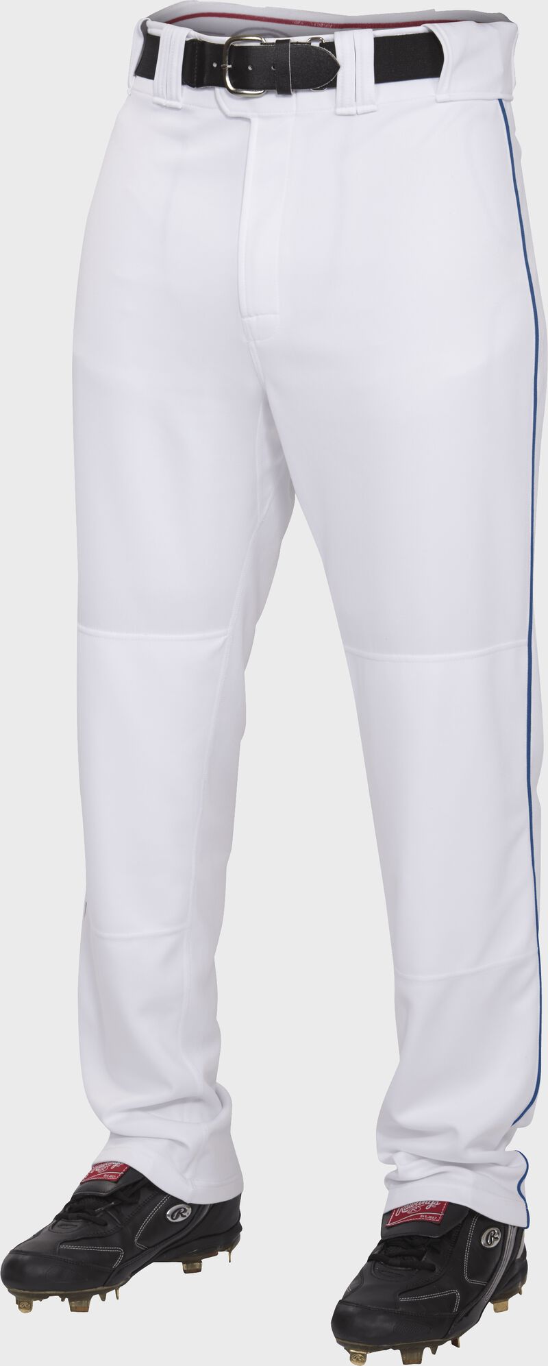 Front of Rawlings White/Navy Adult Semi-Relaxed Piped Pant - SKU #PRO150P-W/N