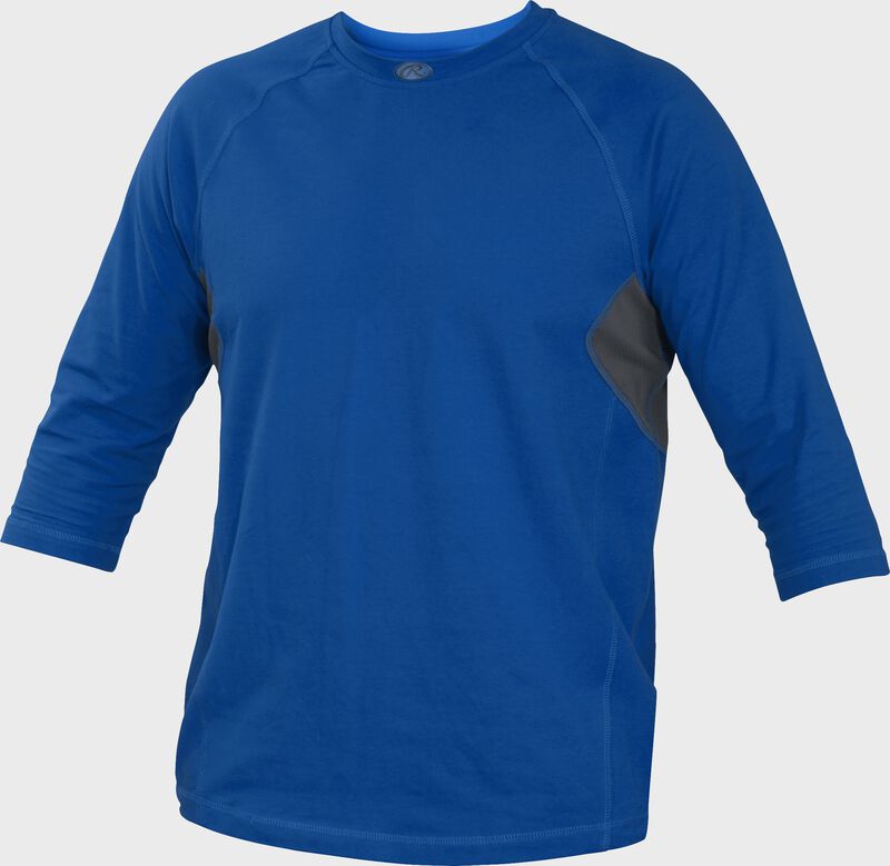 Front of Rawlings Royal Youth 3-Quarter Length Sleeve Shirt - SKU #YRS34